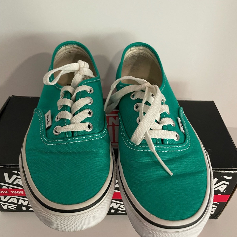 Vans Teal Canvas Sneakers with White Laces